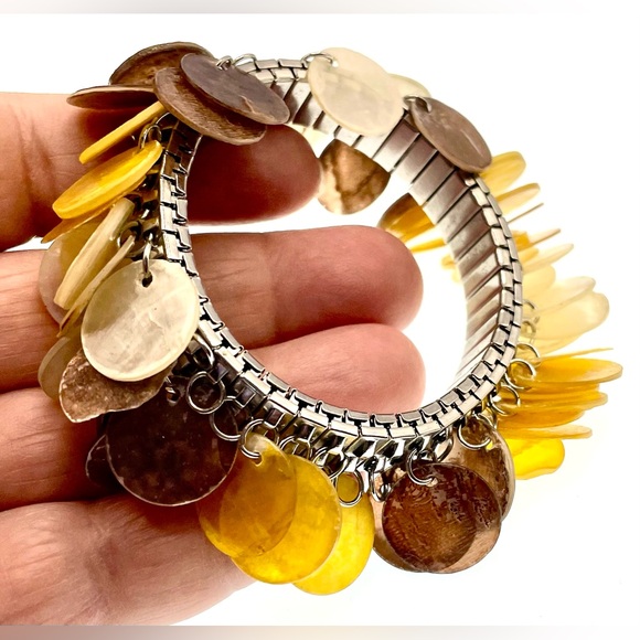 Vintage Cha Cha Silver Tone Expansion Bracelet with Round Disk Dangles - Picture 3 of 7